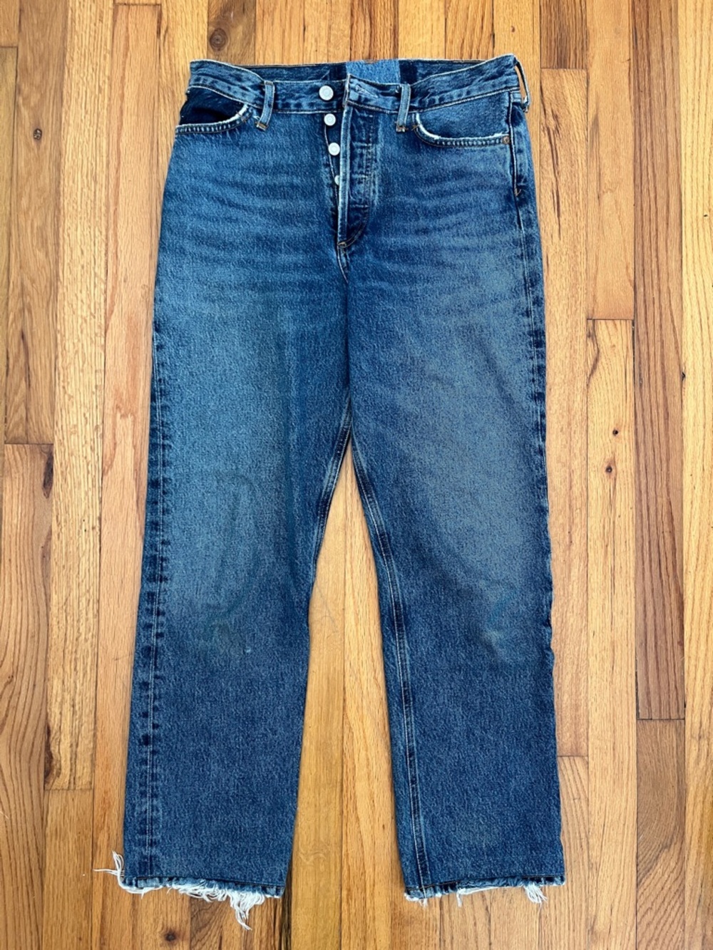 Agolde Women's Straight Leg Jeans in Medium Blue Wash